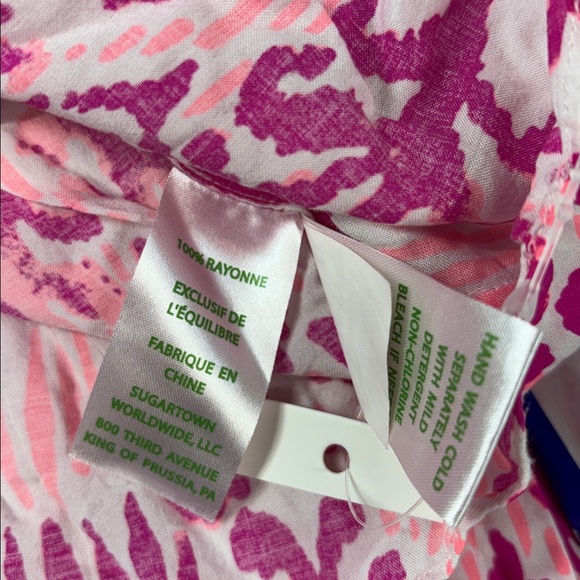 Lilly Pulitzer Alanna lace Tons of fun cold shoulder magenta tassel shirt xs - Picture 13 of 15